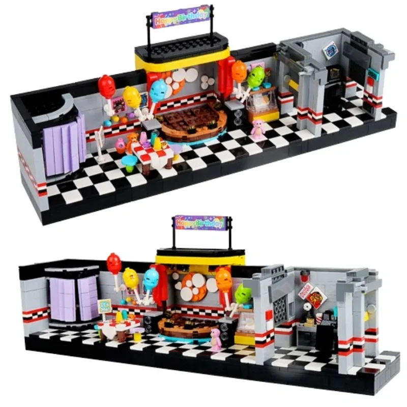 MOC 공포 게임 세트 벽돌 도시 식당 바 장면 액션 그림 DIY 빌딩 블록 어..