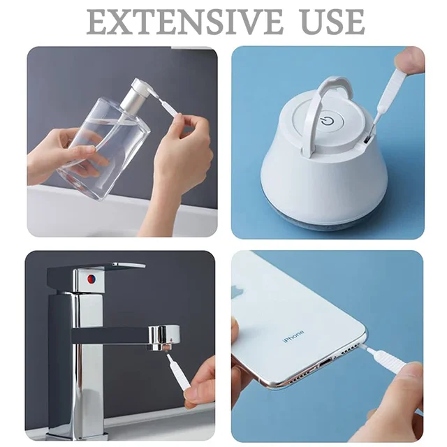 Brosse de nettoyage de buse de douche, brosse de nettoyage de crevasse de pomme de douche multifonction blanche pour la maison, accessoires de salle de bain 3