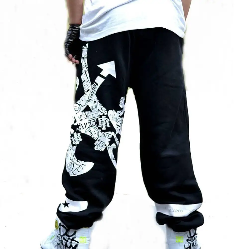 Sweatpants Men Board Sports Trousers Street Dance Wide Legs Pants Loose Rap Hip Hop Britches Print Baggy Track Bottoms Plus Size