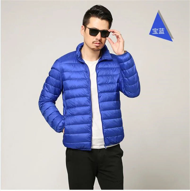Men Winter Coat Fashion Hooded Down Jackets Solid Color Light and Thin Plus Size Coat Portable Slim Ultralight Down Parkas
