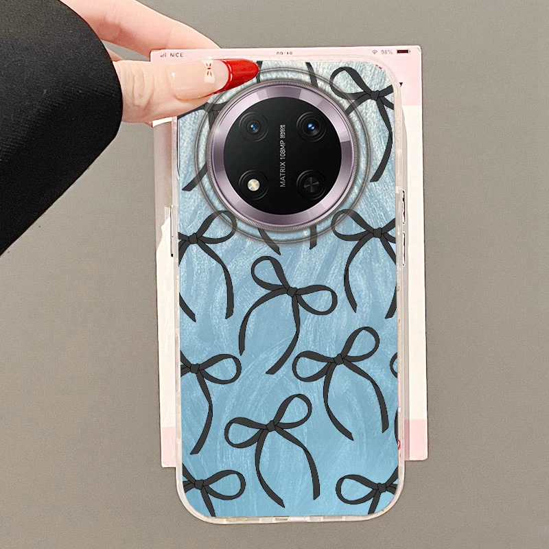 Luxury Laser Silver Bow Knot Shockproof Bumper Case with Gradient Butterfly Design