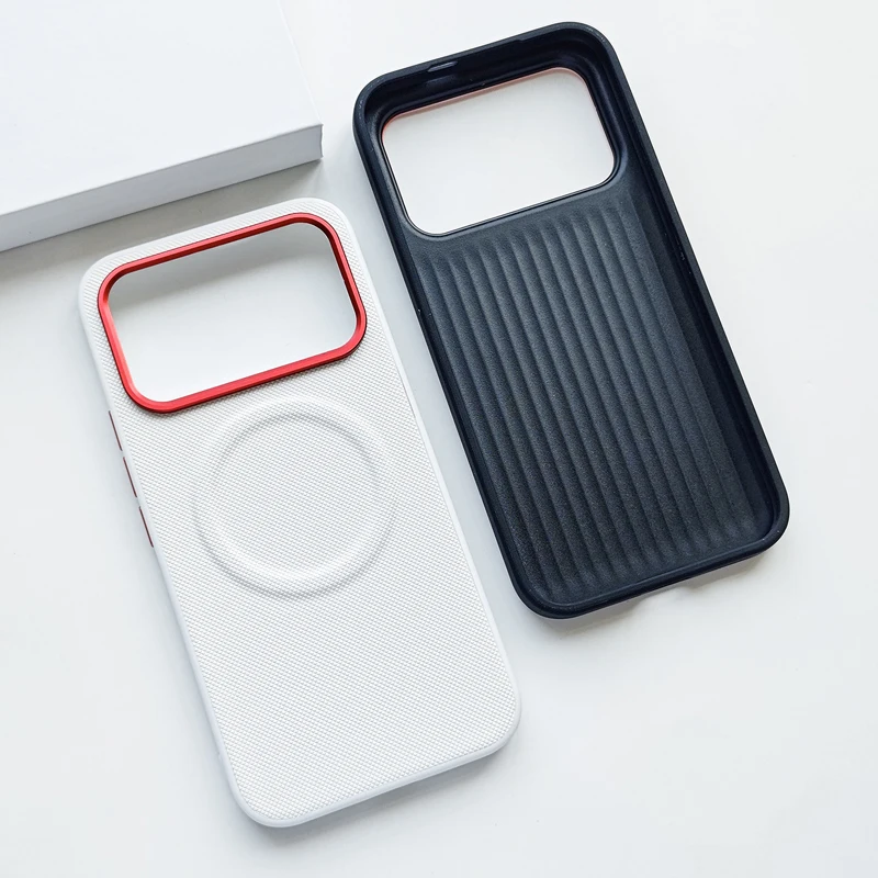 Elegant Anti-Fall Magnetic Leather Phone Case with Metal Lens Frame and Diamond Pattern Design