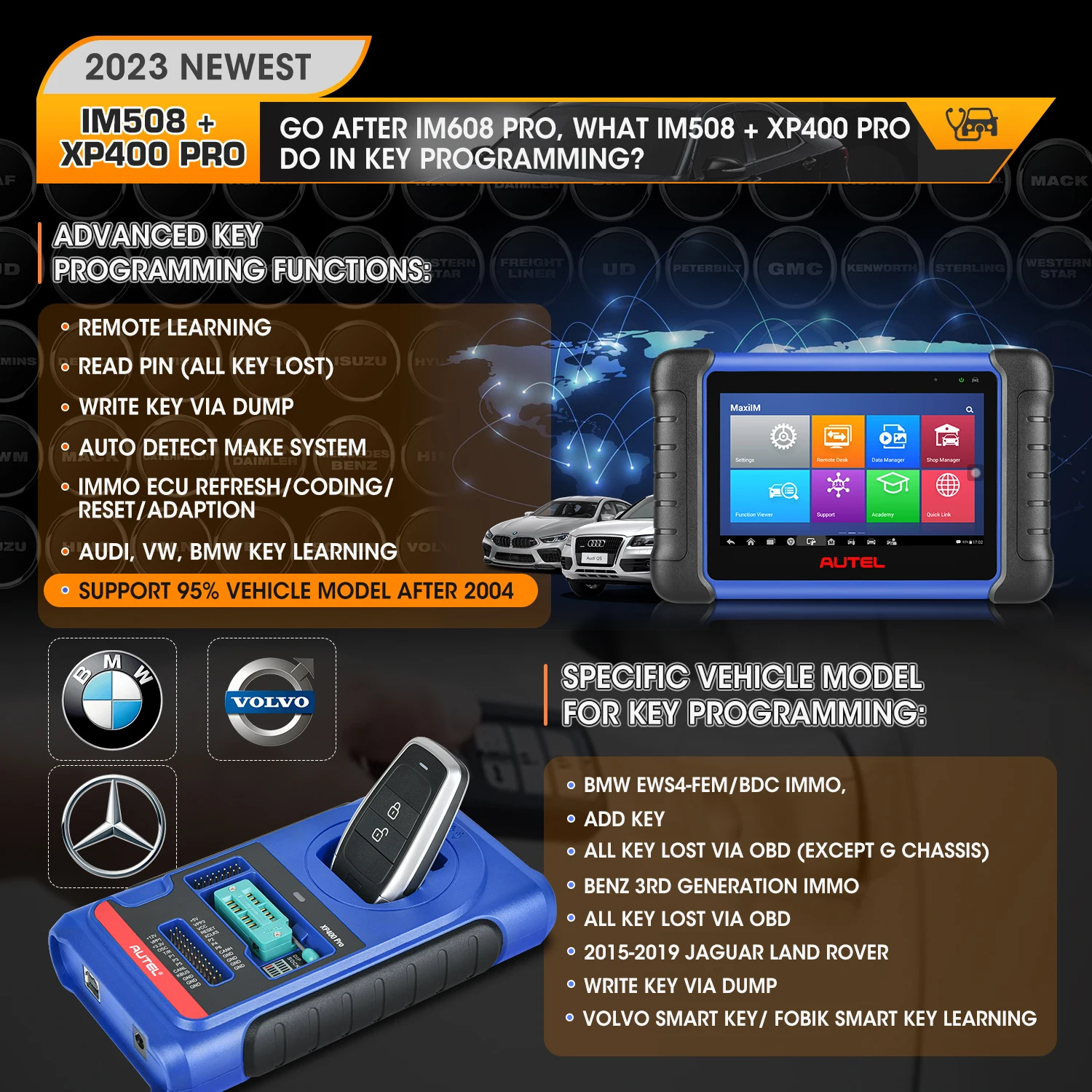 Autel MaxiIM IM508 XP400PRO EEPROM Read/Write IMMO Auto Key Programmer Car Key Programming Scan Tool Diagnostic Tool PK IM608Pro