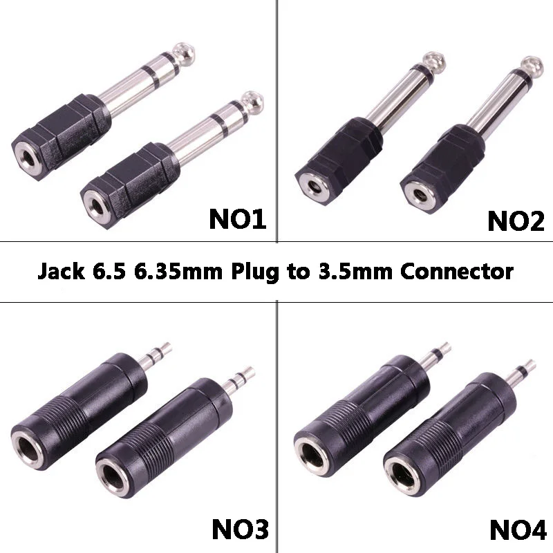 1pcs Jack 6.35 mono3.5mm Audio Connector Adapter 6.35MM Mono Plug to 3.5 STEREO/MONO JACK Guitar Connector