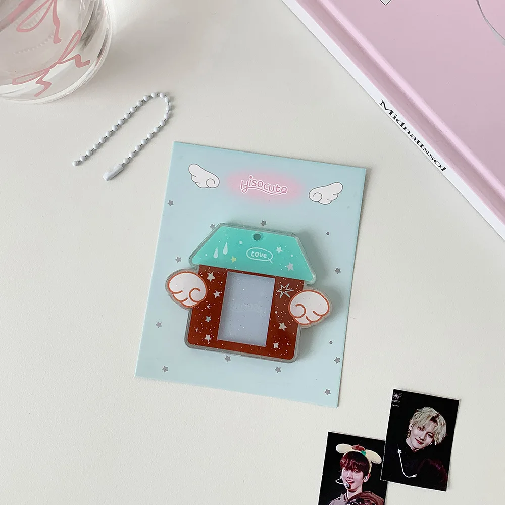 Nette Cartoon Haus Flügel 1-Zoll Karte Halter Ins Koreanische Mode Mädchen Idol Foto Lagerung Karte Halter Rucksack Anhänger schlüsselbund Geschenk – Detail 16