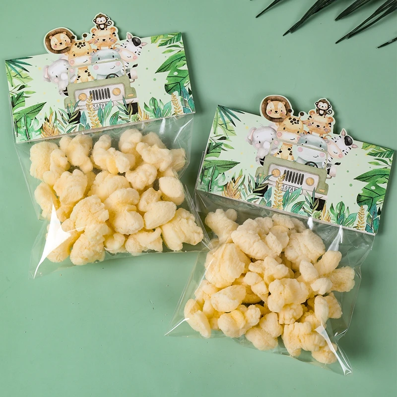 Description Picture 3 of itemJungle Animal Treat Bag Topper Jungle DIY Candy Bags Jungle Theme Party Baby Shower Birthday Party Decorations Kids Gift Bags