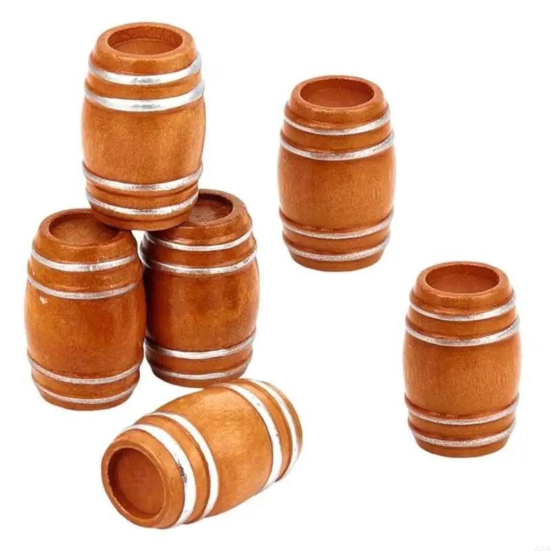 Mini-Bierfässer aus Holz für Puppenhäuser, Barszene, Dekoration, Bierfestivals und Partys, Naturholz A2UB – Detail 5