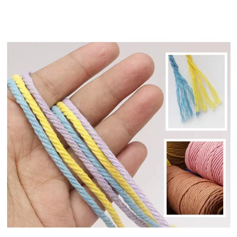 3mm Cotton Macrame Cord Rope Cotton Thread Macrame Materials DIY Crafts Crochet String for Christmas Wedding Home D&eacute;cor cotton rope