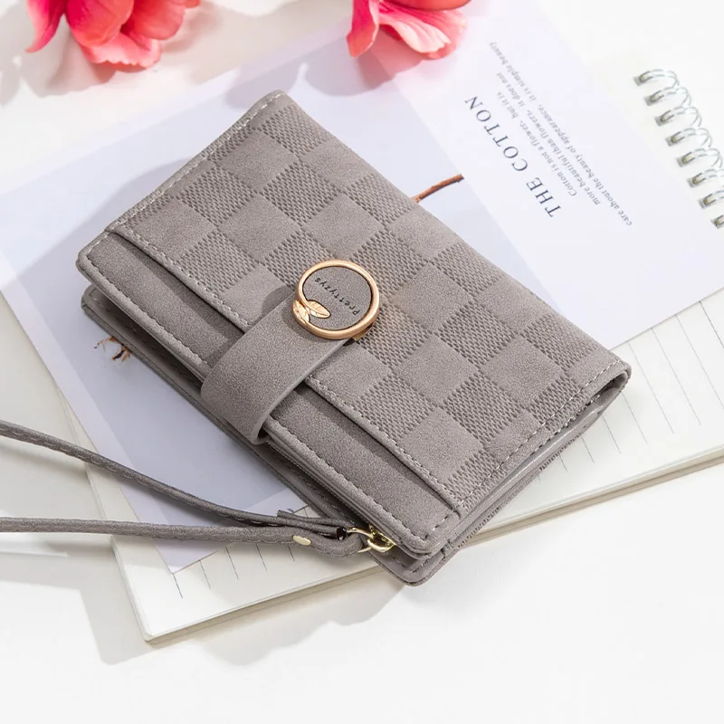 New Plaid Women Wallets Lock Hasp Purse Medium Style Wallet Latest Design Ladies  Credit Card Holder Coin Purse - AliExpress