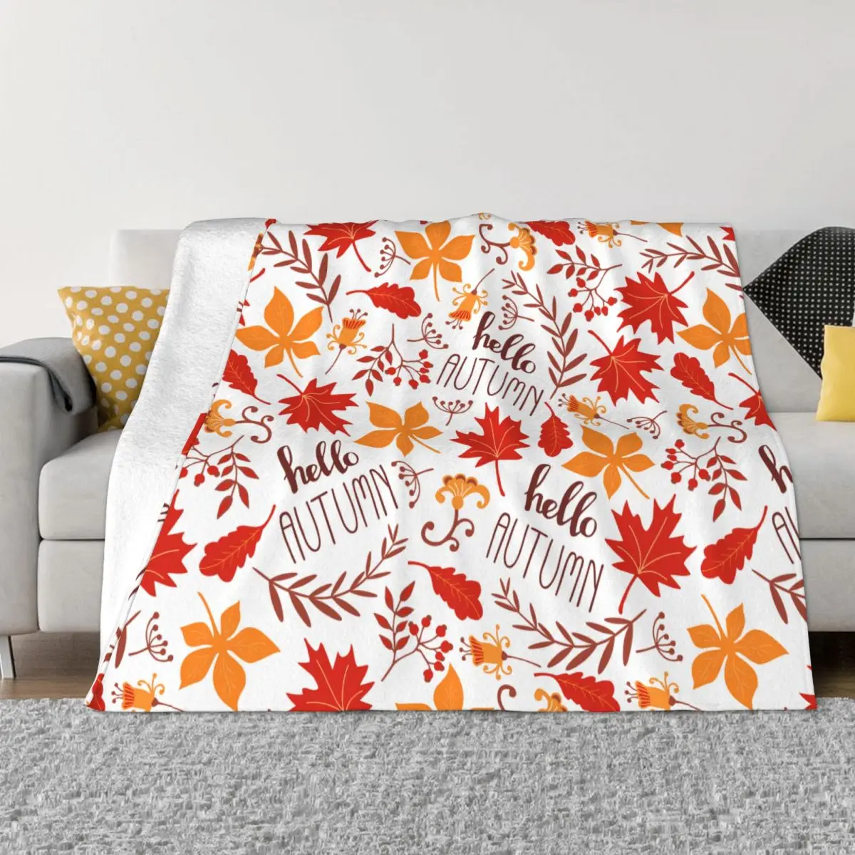 

Maple Leaf Autumn Blankets Fleece Print Breathable Soft Throw Blankets for Bedding Car Plush Thin Quilt