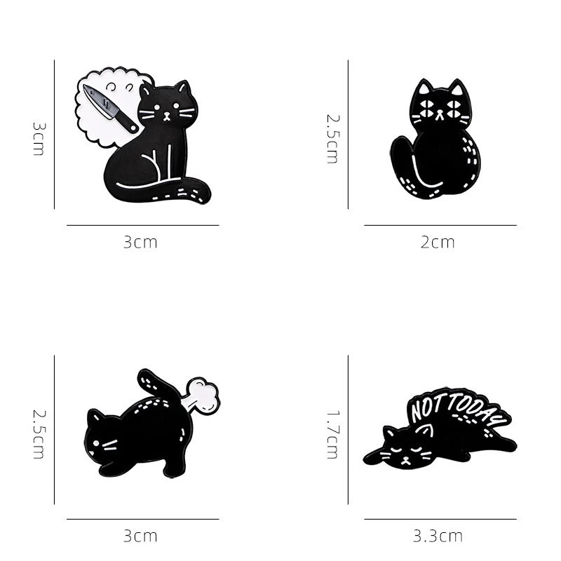 9 Broches Esmaltados De Gato Negro - Pines De Aleación Divertidos Para Ropa, Mochilas Y Sombreros