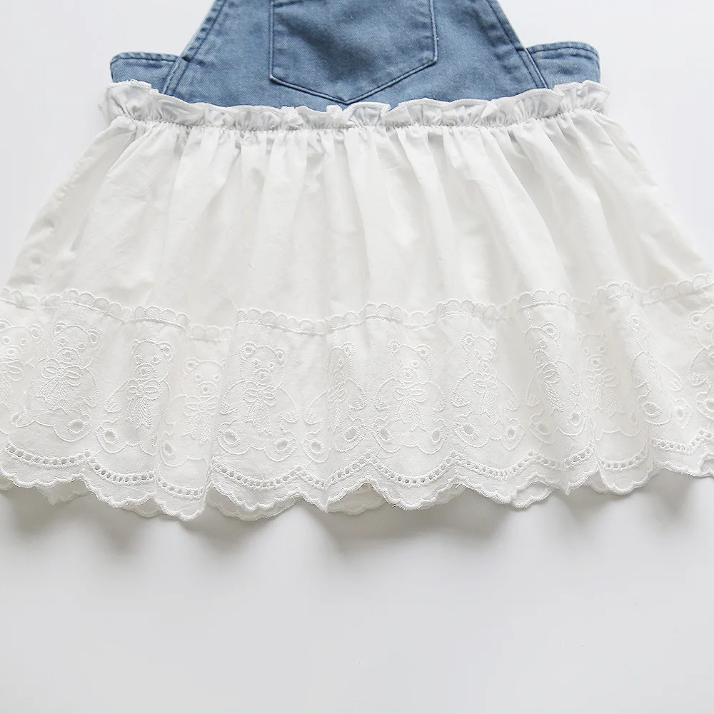 Cute Baby Girl Lace Denim Patchwork Dress