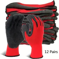 12 Pairs Breathable & Durable Safety Gloves - Crinkle Latex Grip, Unisex, Perfect for Construction, Gardening, Landscaping 1