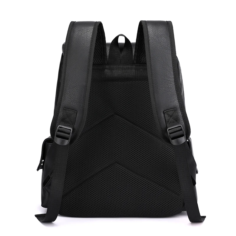 2023 Men Backpack PU Leather Bagpack Large Laptop Backpacks Male Mochilas Black Schoolbag For Teenagers Boys jpg