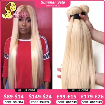 Facebeauty 613 Blonde 1/3/4 Brazilian Hair Bundles Straight Weave Remy 100% Human Hair Weft 26 28 30 32 34 36 38 40 Inch Bundle 1