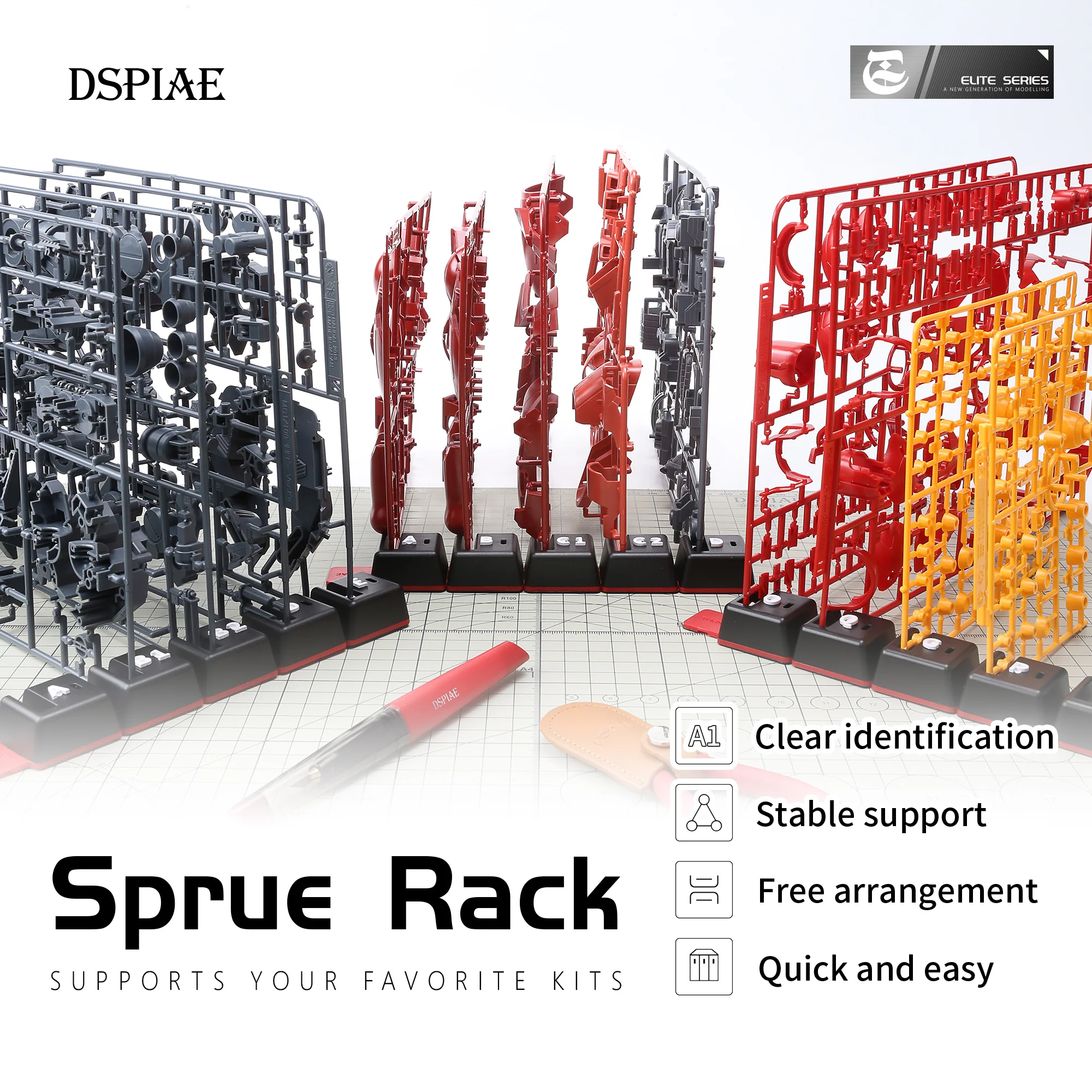 DSPIAE PT-SR 스프루 랙 모델 액세서리 보관 랙 거치대, 조립 모델 빌딩 도구 취미 DIY 지지대 베이스
