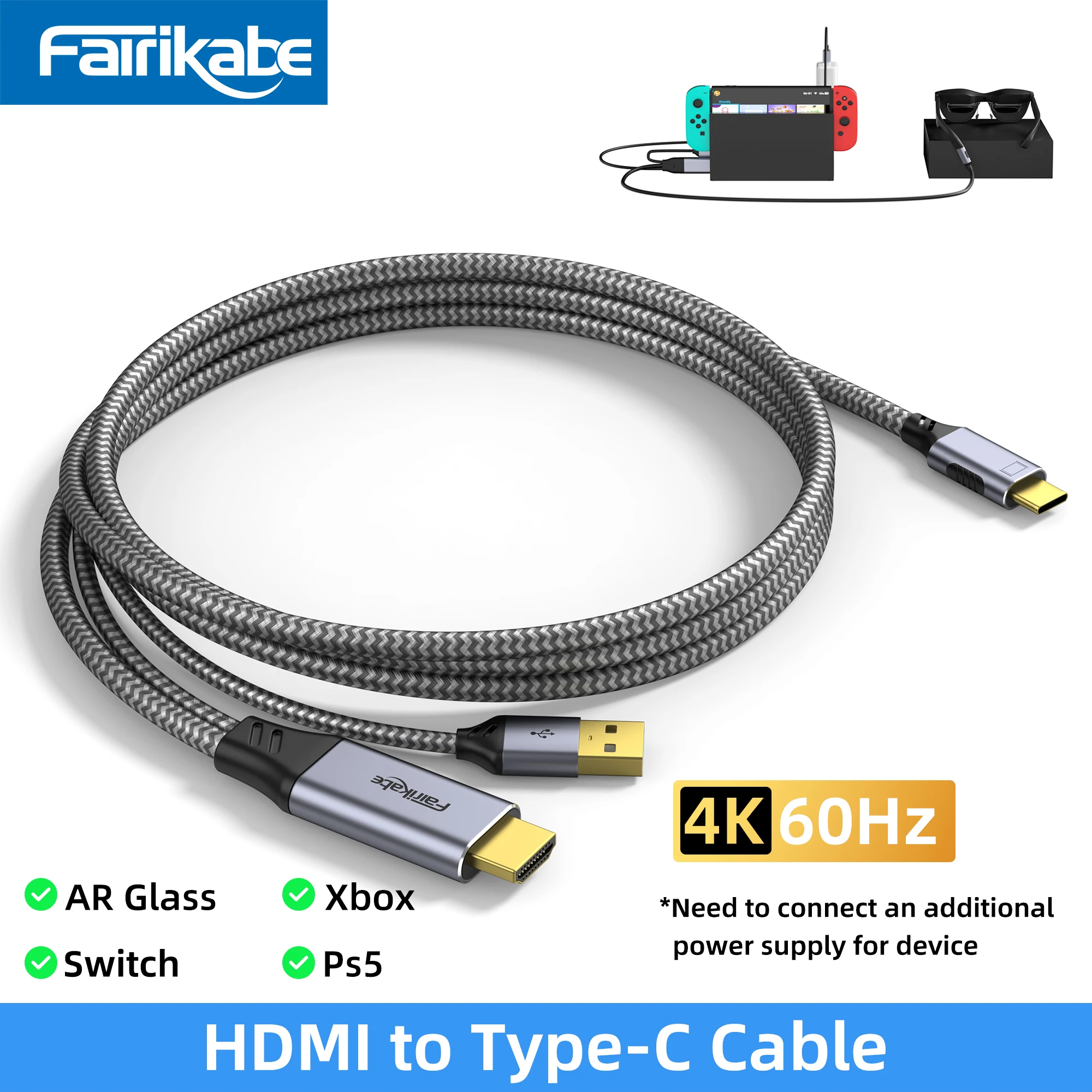HDMI to C Type Cable 4K60Hz HDMI Adapter HDMI to USB C Cable for 