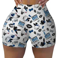 Women's sports shorts, Hello Kitty printed leggings, black gray red S-XXL quick drying casual fitness yoga 1