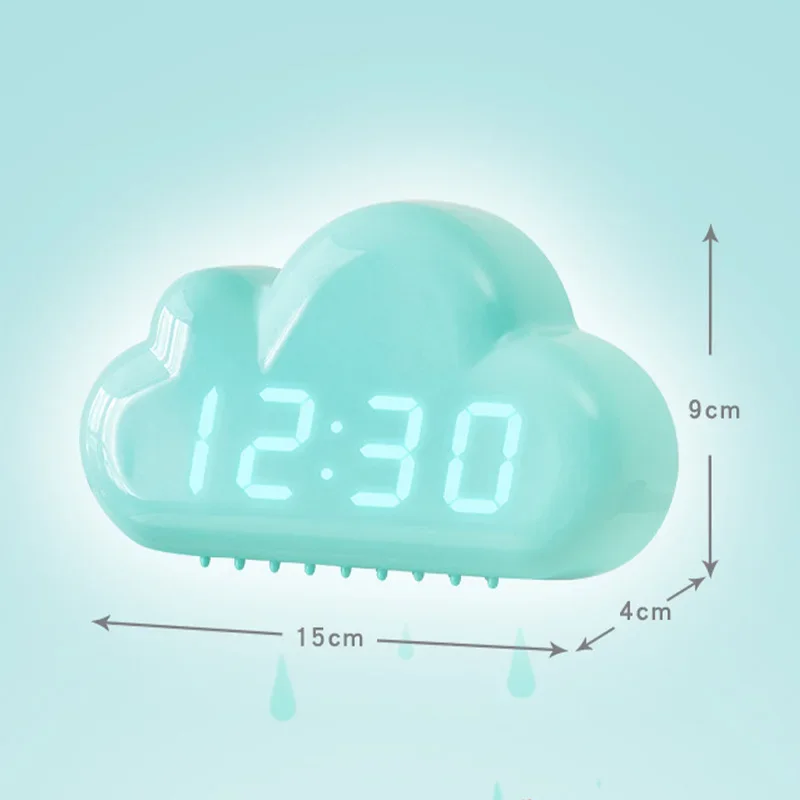 Kawaii Clocks Clouds Alarm Clock Voice Control Led Clocks Bedside Snooze Electronic Clock Calendar Table Clock Digital Clockes