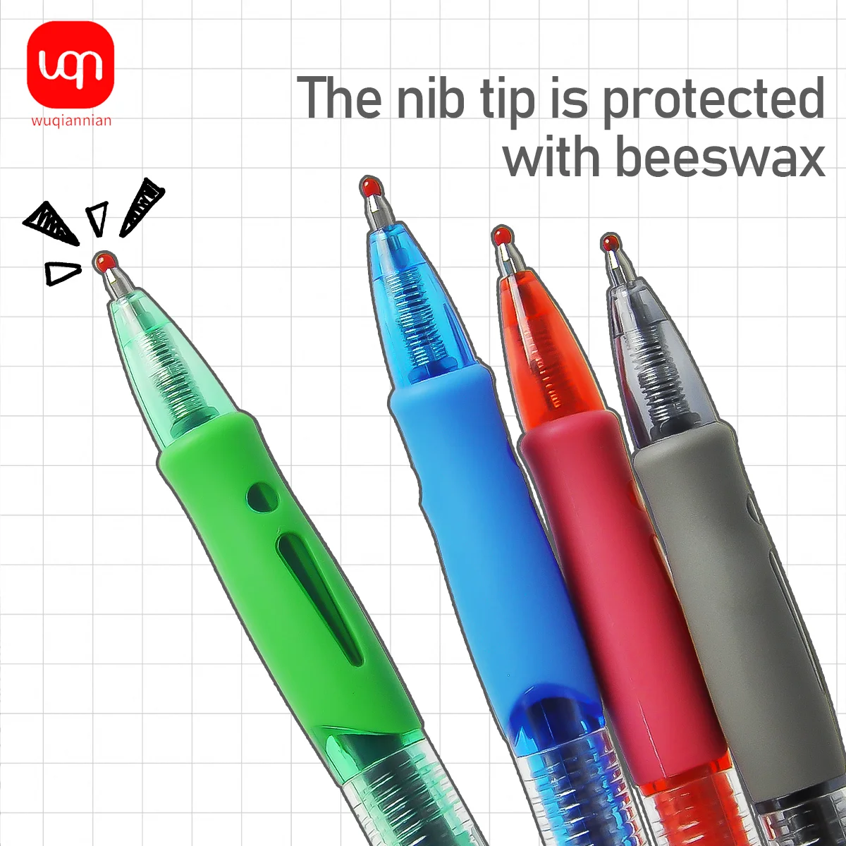 WQN-3/6/12PCS Retro-Press-Neutralstift mit 0,5-mm-Spitze und mehrfarbiger Tinte zum glattes Schreiben. Schulbedarf. – Detail 3