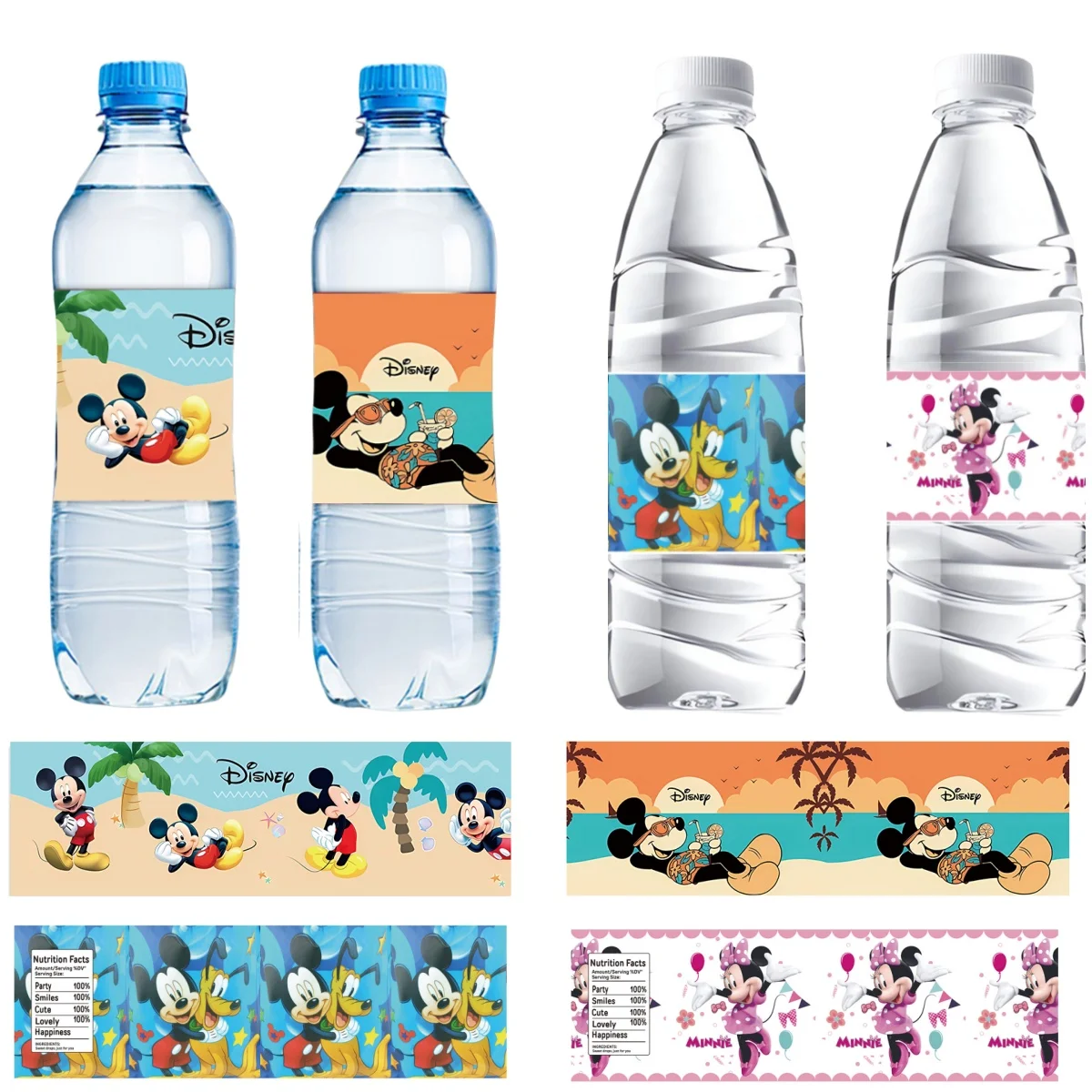 Disney Mickey Mouse Water Bottle Labels Birthday Decoration