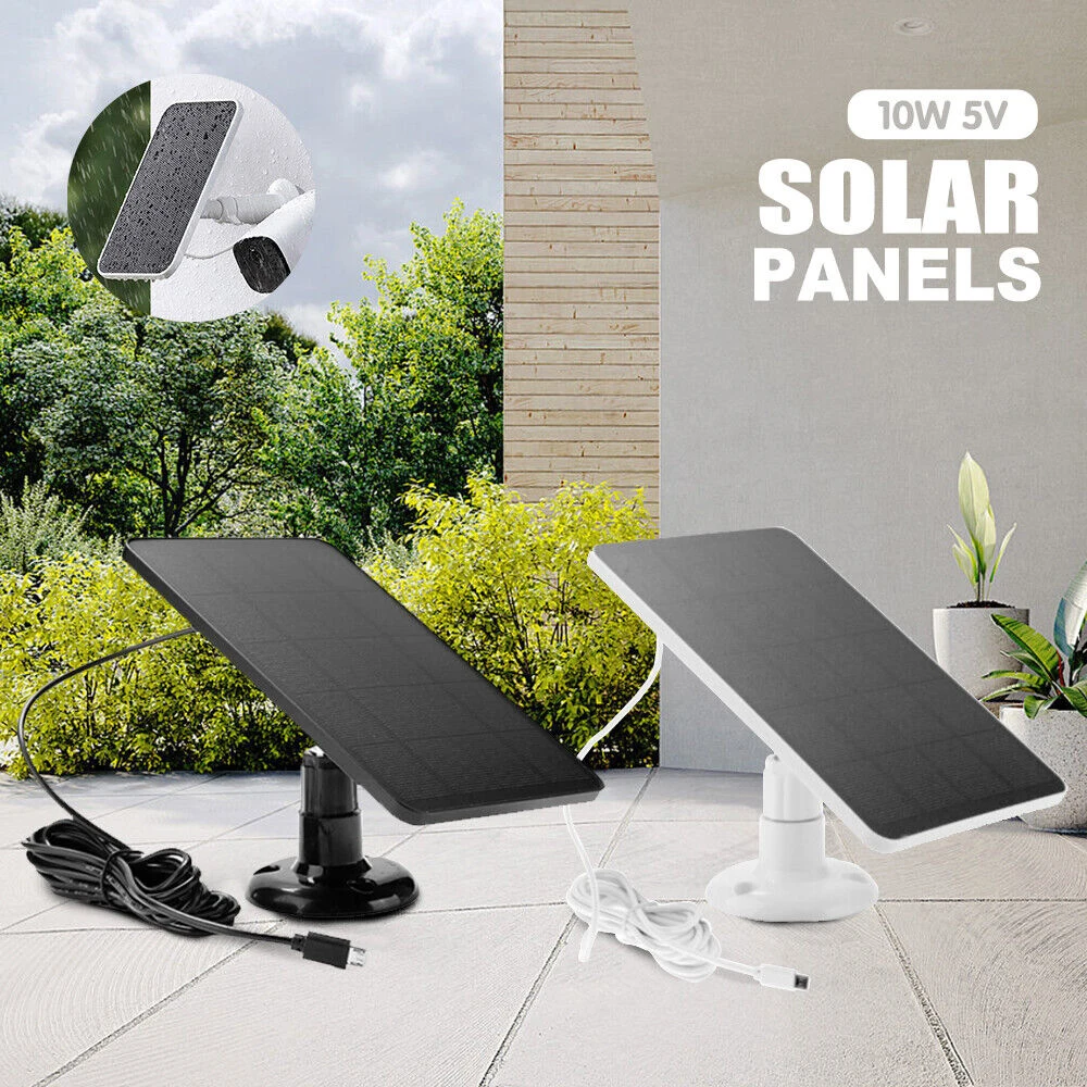 panel solar para luces led Cargador de células solares de 10W y 5V, Micro USB + tipo C, carga a prueba de agua, paneles solares portátiles para cámara de seguridad, sistema de luz para el hogar