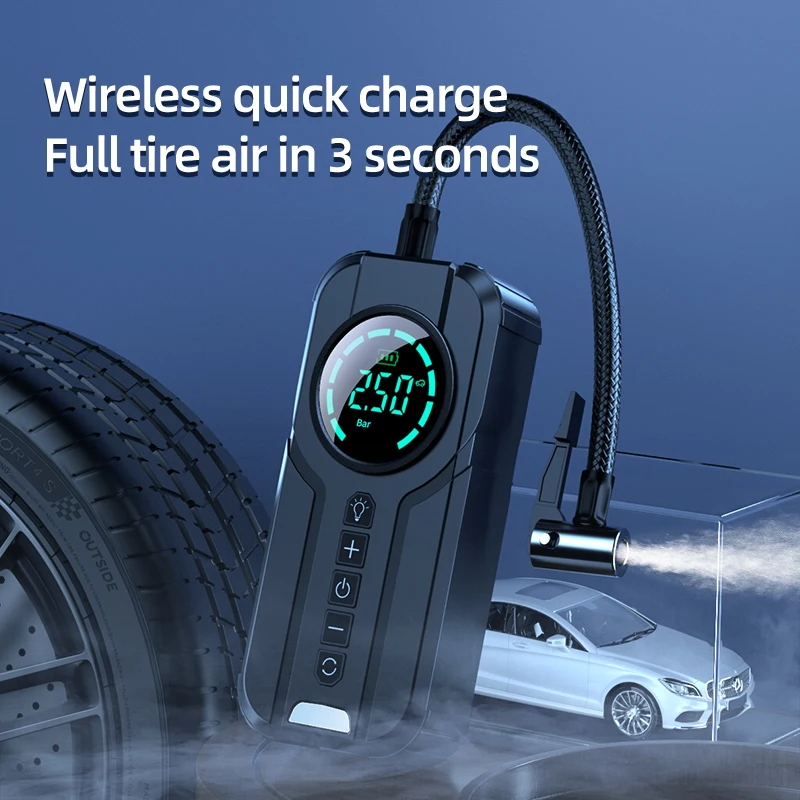 3 in 1 Car Air Compressor Wireless Tire Inflator Portable Auto