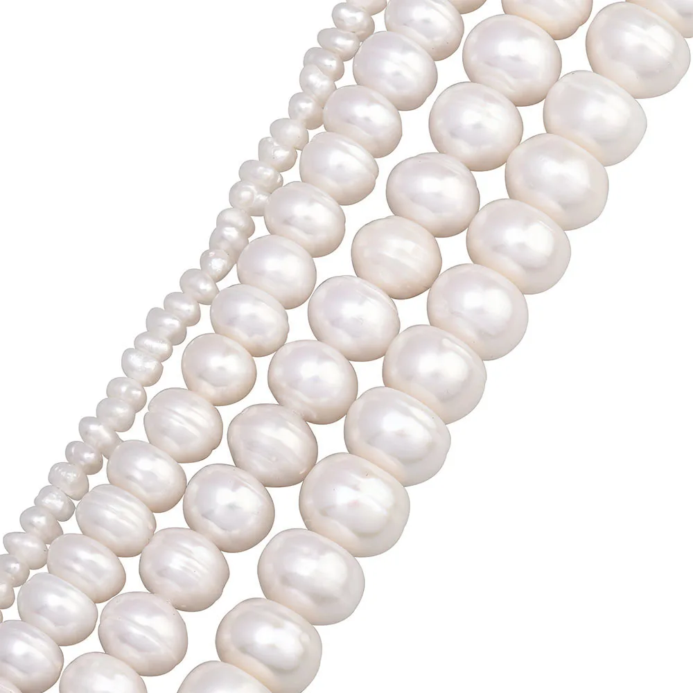 9MM NEARLY ROUND WHITE FRESHWATER PEARL CULTURED BEADS STRAND 14INCH 8MM 