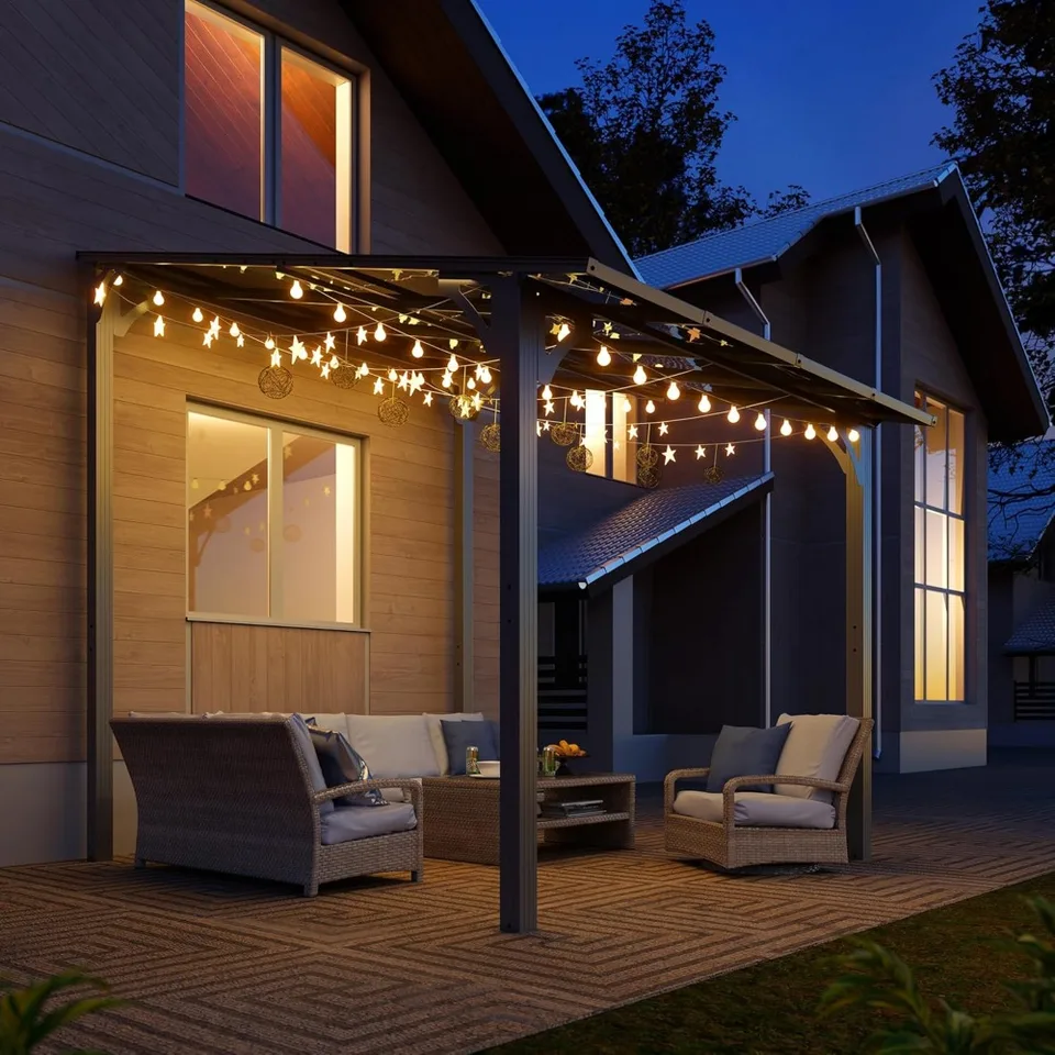 Large Outdoor Sloped Roof Pergola Awning for Patios