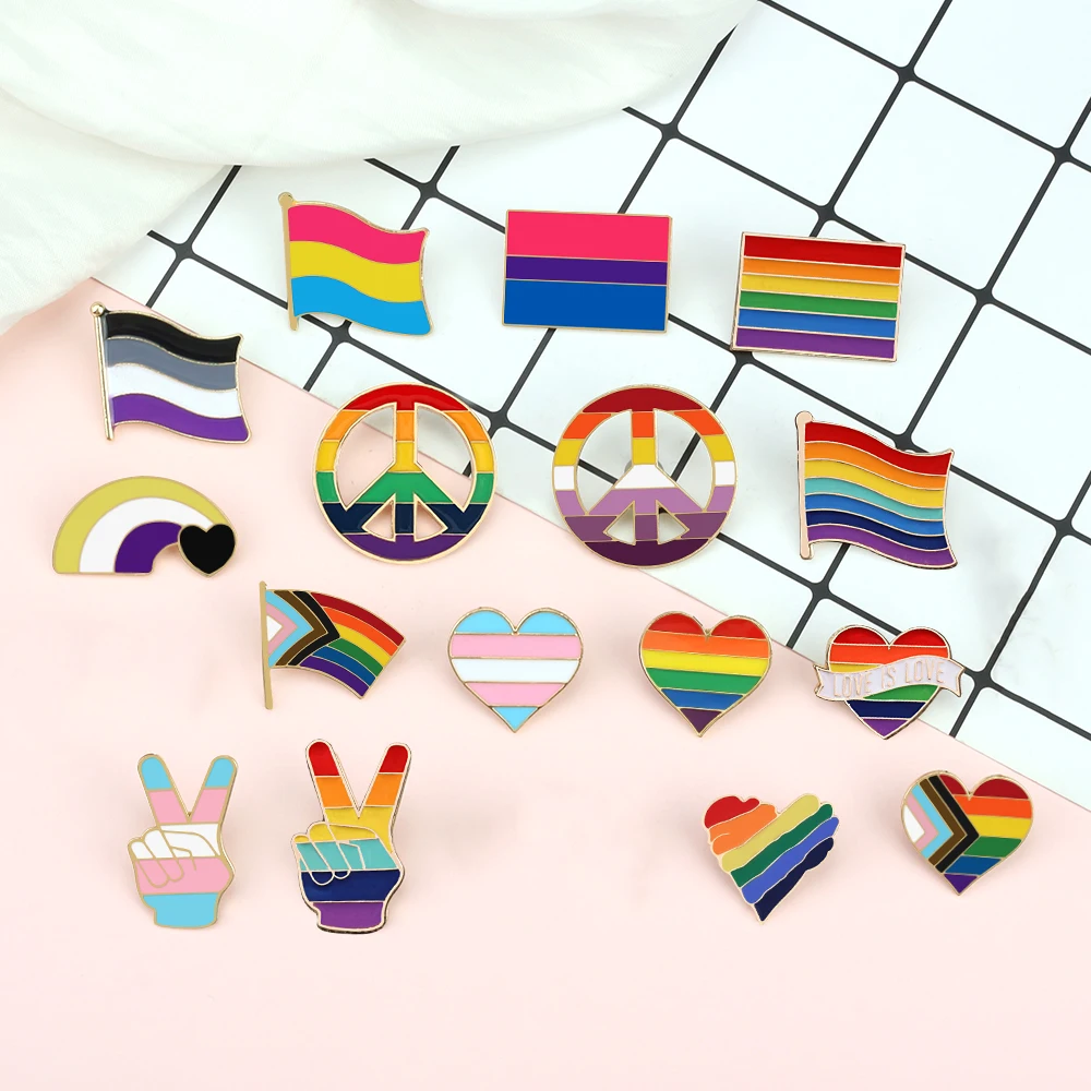 4 Pcs Rainbow Pride Brooch Pins Set - LGBT Love Is Love Heart Flag Lapel Pins For Clothes, Bags - View #10