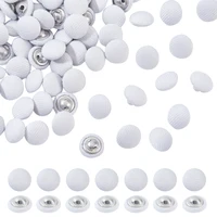 100 Pcs Fabric Covered Button, 10mm White Fabric Metal Shank Buttons 1-Hole Fabric Cloth Covered Round Buttons Crafting Sewing 1
