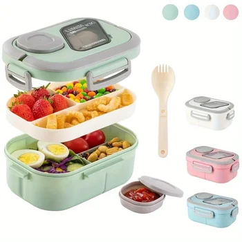 Spacious 40.5 Oz Bpa-Free Bento Lunch Box For Adults - Leakproof, Microwave & Dishwasher Safe With 4 Compartments 1