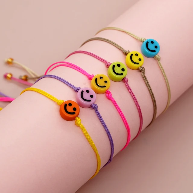 Latest Stylish Fashion Gold Beads Heart Smile Face Multi-Color Woman  Bracelet and Girl Bracelets Gift for Wholesale - AliExpress
