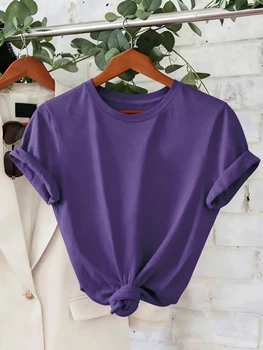 Casual 12 Color Solid T-Shirt Women Summer Breathable Short Sleeve Hip Hop All-Match Clothing Multicolor O-Neck Tee Shirt 1