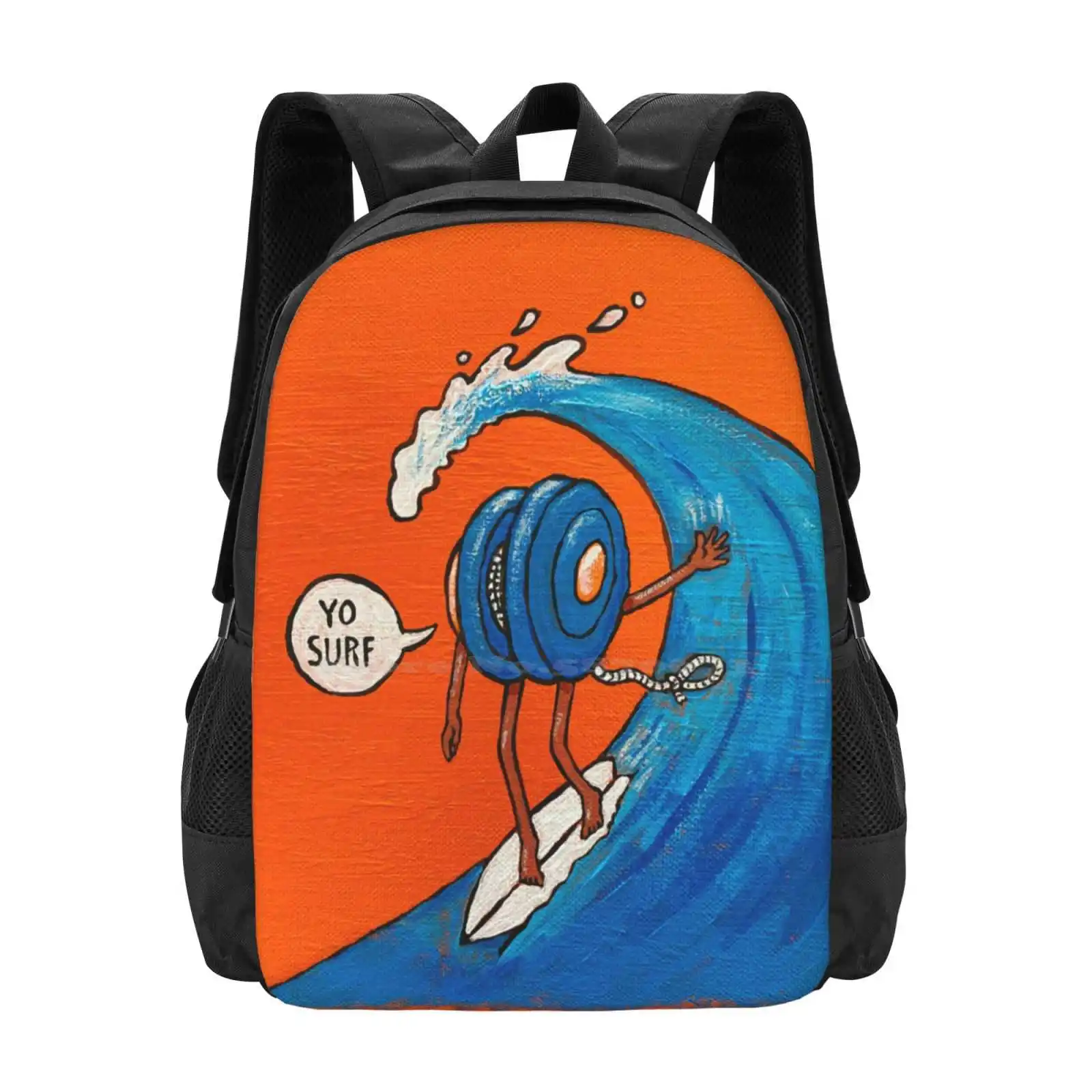 Yo-Yo Surf Pittura Originale Fashion Pattern Design Travel Laptop School Backpack Bag Yo Yoyo Surf Surfer Acrilico