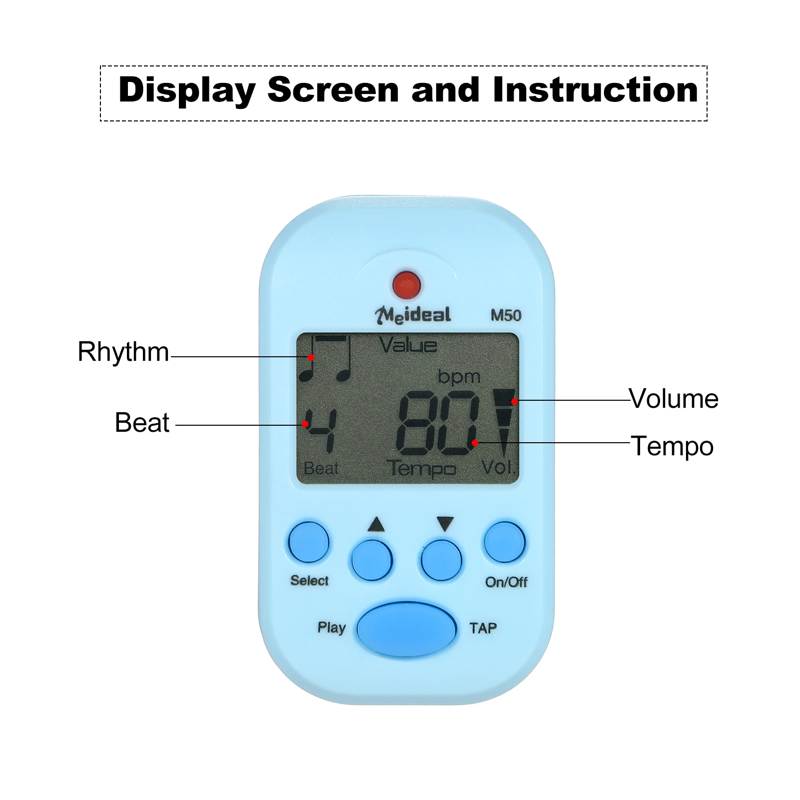 

Mini Digital Metronome M50 Tempo Metronome Clip-On Electronic Metronome Pocket Metronome Suitable for Guitar Piano Violin