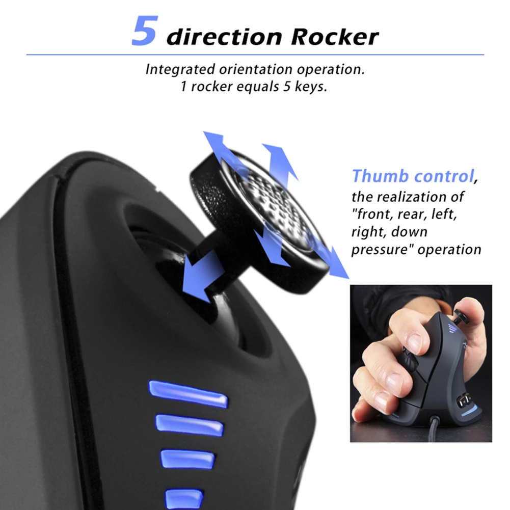 ZELOTES-C-18 Mouse vertical para gamer, rgb, ergonômico,