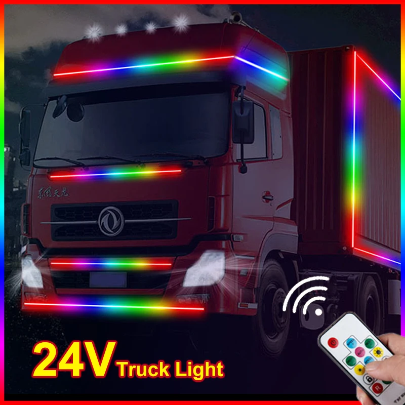 24V Camion Luce Van Led App Impermeabile Lampada Ambientale Striscia 1.8M 2M 2.2M 2.4M Camion Portellone Headliner Tetto Decorazione Accessori