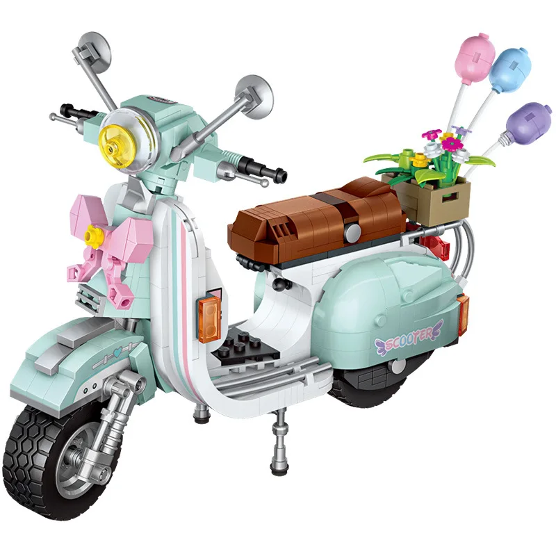 

New Roman Holiday puzzle block assembly mini motorcycle lamb ornament children's eaby toy