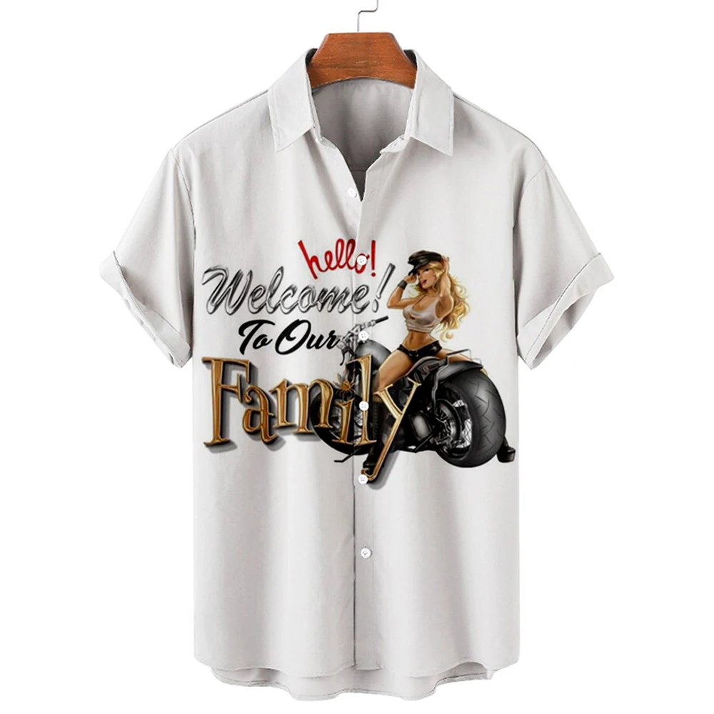 Shirts For Men 3d Vintage Fashion Violin Rocker Printed Rockabilly Hawaiian Shirt Short Sleeve Top Homme Harajuku Ropa Hombre 5