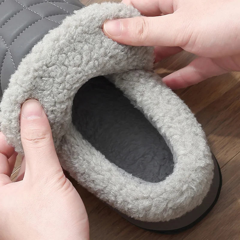 Anti Slip Winter Cotton Padded Shoes Women Old People Comfortable Warm Bag Heels Slides Women's Soft Sole Home Plush Slides