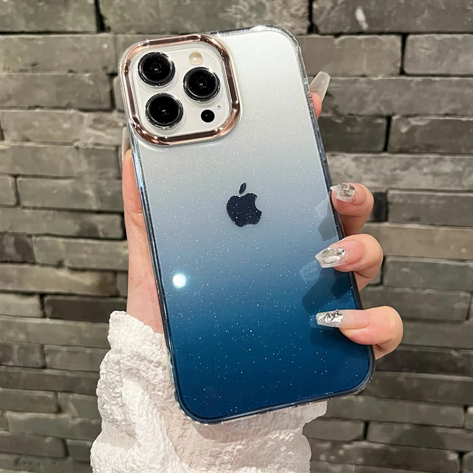 Luxury Plating Gradient Glitter Clear Phone Case For iPhone 17 Air