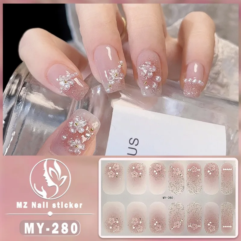 Waterproof 3D Rhinestone Nail Art Stickers - Sweet Self-Adhesive Manicure Decoration