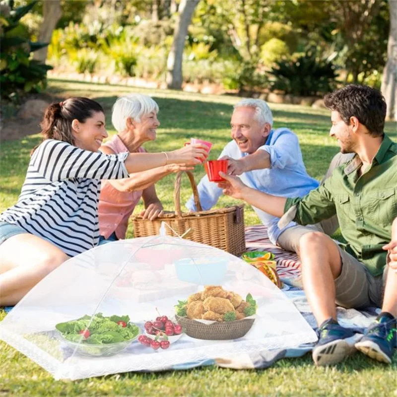 Foldable Washable Food Mesh Cover Proof Anti Mosquito Pop-Up Food Cover Umbrella Meal Breathable Cover Kitchen Accessories 4