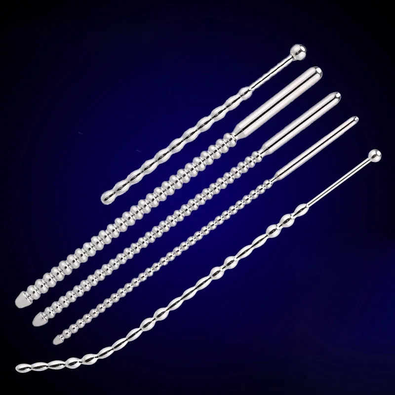 Spiral Double-Headed Horse Eye Stick Urethra Masturbator Adult Men and Women Urethral Stick Dilator SM Sextoys Metal Penis Plug Penis Sex Toys