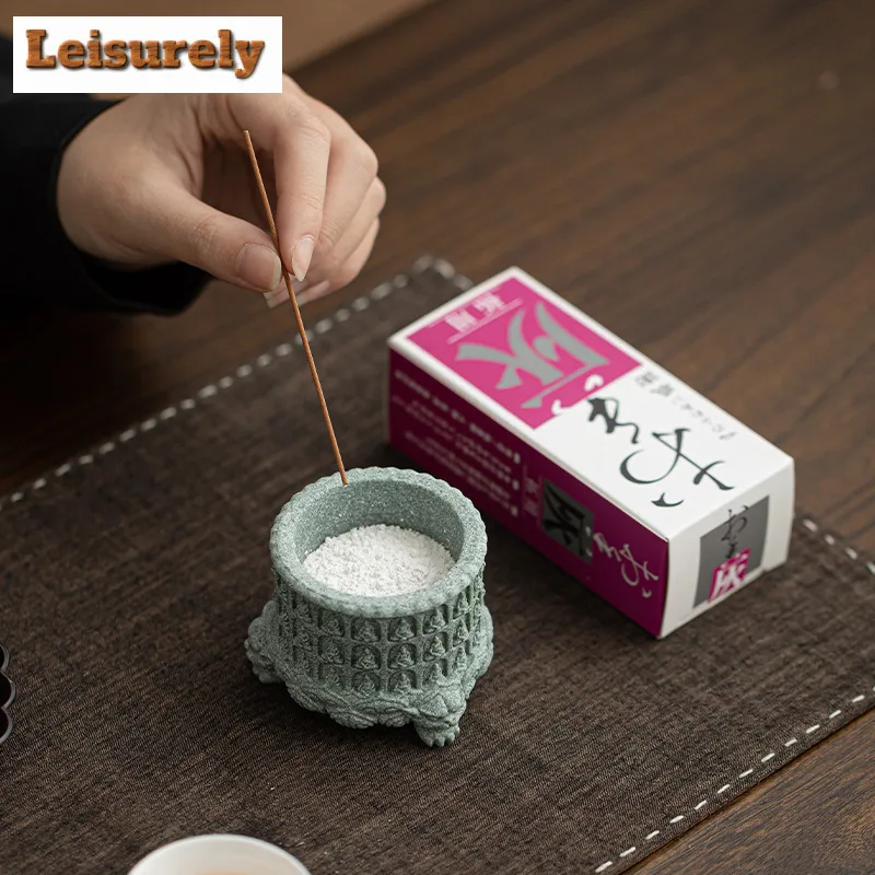 Green Sandstone Thousand Buddha Lotus Incense Holder Incense Smoke Waterfall Incense Burners Aromatherapy Censer Home Craft Gift