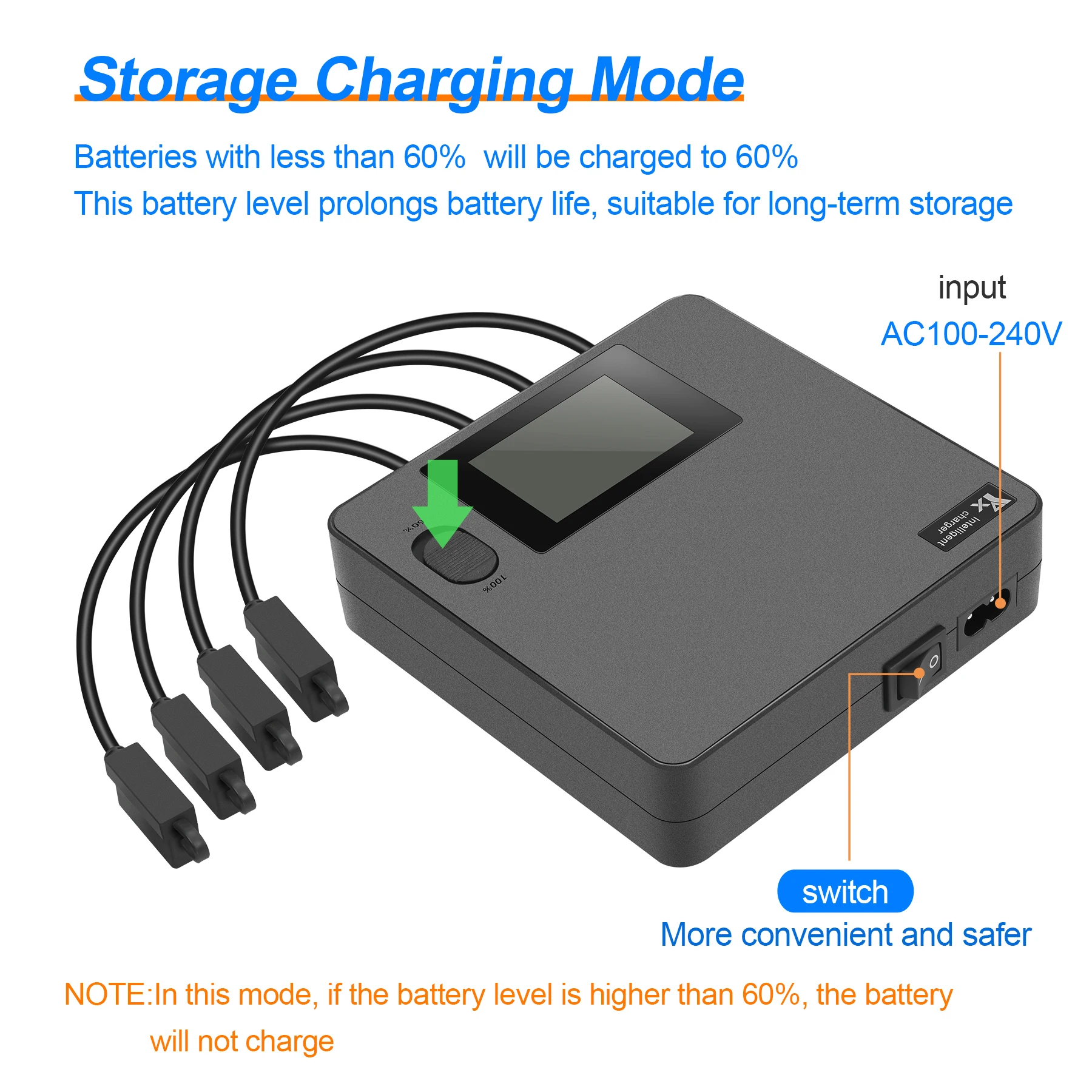 Drone Battery Charger 6 in1 Digital Display for DJI AIR 3/3S with USB adapter