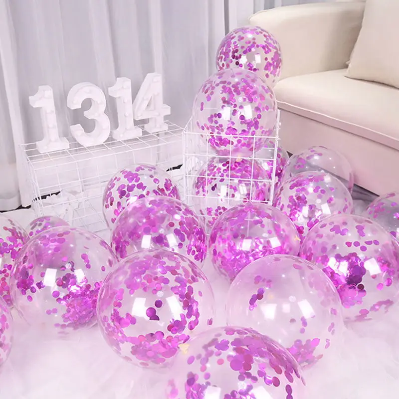 

10pcs Sequin Latex Balloon Party Decoration Balloon Set birthday party decoration Transparent flashing balloon wholesale