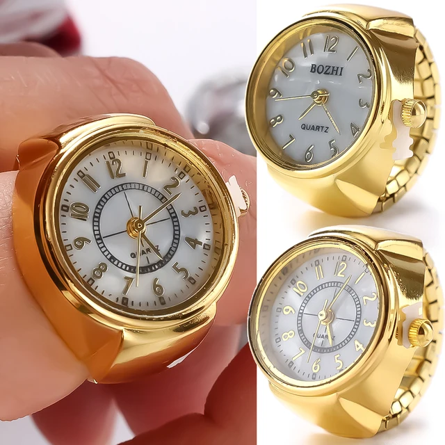 Men's Womens Novel Digital Round Finger Watch Ring Watches Elastic Band for  Gift | eBay