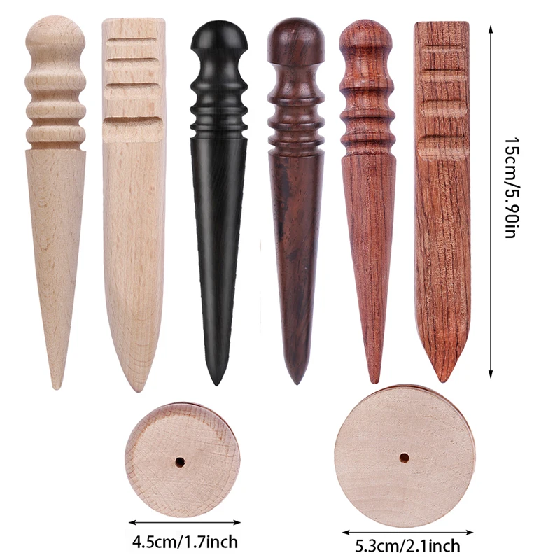 KRABALL Wooden Round Burnishing Edge Leather Edge Slicking Round Grinding Rod for Polished Leather Craft Working Tool